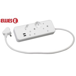 Ellies 4 Way Multiplug With 2 USB Ports FEMUSB4