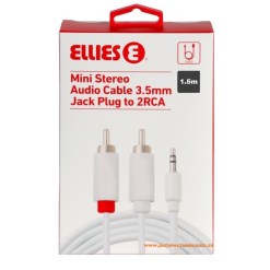 Ellies Mini Stereo Audio Cable 3.5mm Jack Plug to 2 RCA