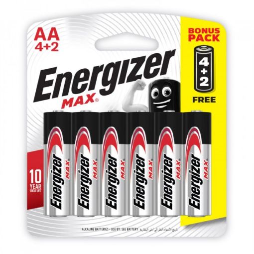 Energizer Max AA 1.5V Batteries 4+2 Free Bonus Pack