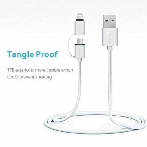 ROMOSS 2in1 iPhone and Android Charging Cable Tangle Free