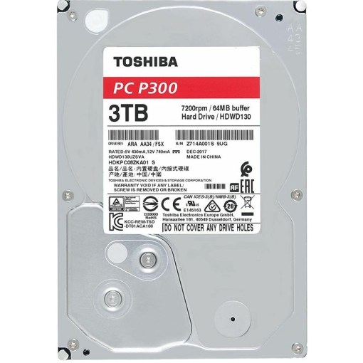 Toshiba P300 3TB 3.5 Inch Desktop PC Hard Drive HDWD130EZSTA