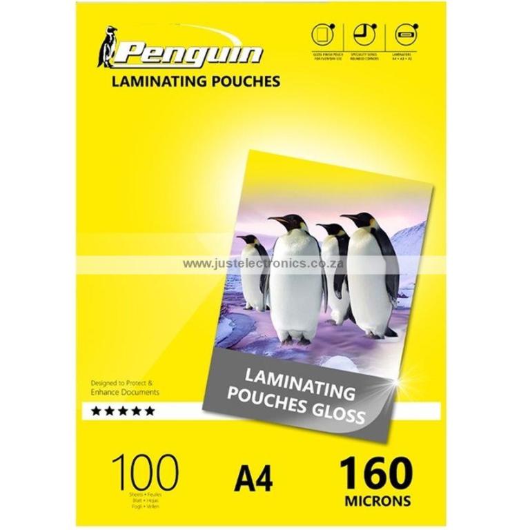 Penguin A4 Gloss Laminating Pouches 160 Micron 100 Pack