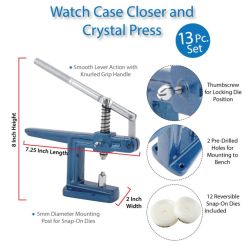 Watch Tool Crystal Press and Case Closer With 12 Nylon Dies