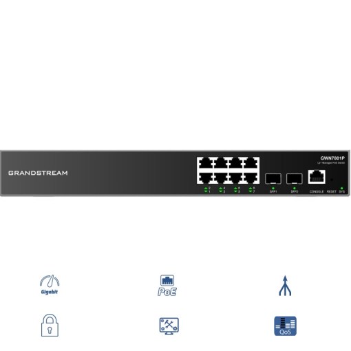 Grandstream Enterprise 8 Port Layer 2+ Managed Network Switch GWN7801P