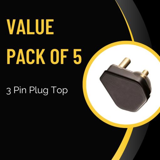 3 Pin Plug Top Value Pack of 5 Black