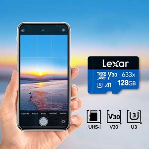 Capture adventures in HD Lexar microSDXC High-Performance 633x Memory Card